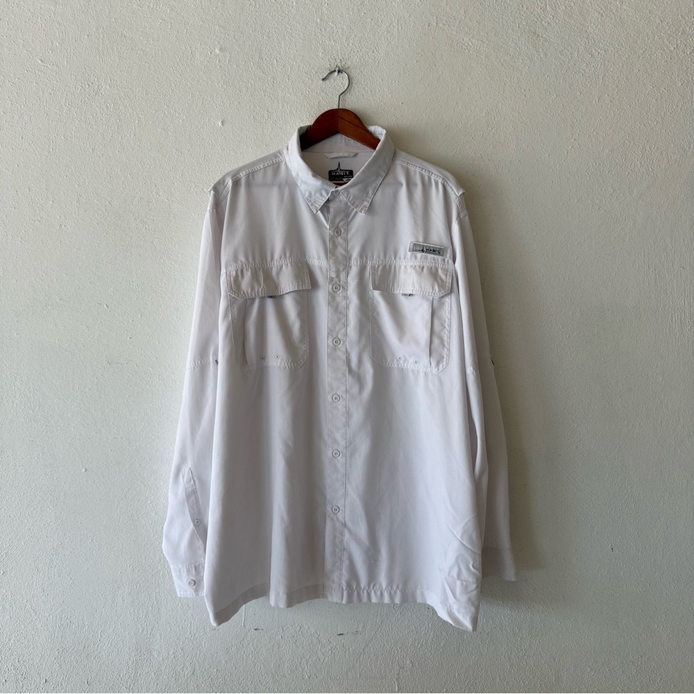 Habit XXL White Long Sleeve Fishing Shirt Solar Factor 40+ Vented‎ Back